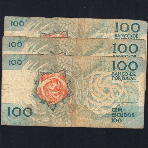 Lote 3 assinaturas 100 Escudos Fernando Pessoa 26/05/1988, 100$00 Cem Escudos Chapa:9 Banco de Portugal, (MC), Pick 179e