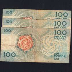 Lote 3 assinaturas 100 Escudos Fernando Pessoa 26/05/1988, 100$00 Cem Escudos Chapa:9 Banco de Portugal, (MC), Pick 179e