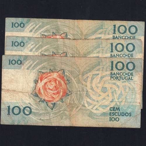 Lote 3 assinaturas 100 Escudos Fernando Pessoa 26/05/1988, 100$00 Cem Escudos Chapa:9 Banco de Portugal, (MC), Pick 179e