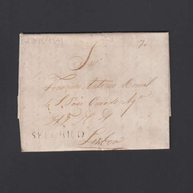 Carta Pré-Filatélica circulada de Celorico "SELORICO" para Lisboa datada de 23-11-1831