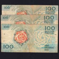 Lote 3 assinaturas 100 Escudos Fernando Pessoa 24/11/1988, 100$00 Cem Escudos Chapa:9 Banco de Portugal, (MC), Pick 179f