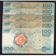 Lote 5 assinaturas 100 Escudos Fernando Pessoa 24/11/1988, 100$00 Cem Escudos Chapa:9 Banco de Portugal, (MC), Pick 179f