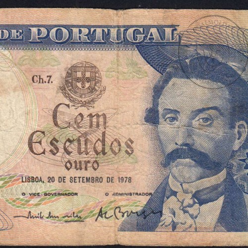 100 Escudos 1978 Camilo Castelo Branco, 100$00 20/09/1978 Chapa: 7 - Banco de Portugal (C) - Pick 169