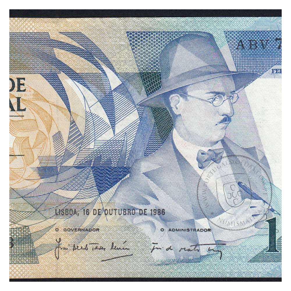 100 Escudos Fernando Pessoa 16.10.1986, One Hundred Escudos 16 october 1986 Plate 9 - Bank of Portugal, (PC), Pick 179a