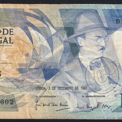 100 Escudos 1987 Fernando Pessoa 03/12/1987, 100$00 Cem Escudos 03/12/1987 Chapa:9 Banco de Portugal, (C), Pick 179d