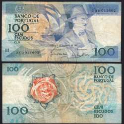 100 Escudos Fernando Pessoa 03.12.1987, One Hundred Escudos 3 december 1987 Plate 9 - Bank of Portugal, (C), Pick 179d