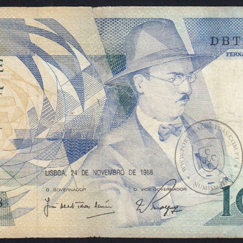 100 Escudos Fernando Pessoa 24.11.1988, One Hundred Escudos 24 November 1988 Plate 9 - Bank of Portugal, (C), Pick 179f