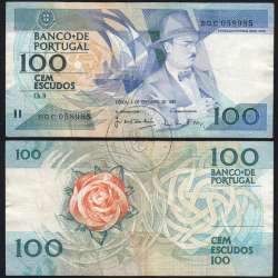 100 Escudos 1987 Fernando Pessoa 03/12/1987, 100$00 Cem Escudos 03/12/1987 Chapa:9 Banco de Portugal, (C), Pick 179d