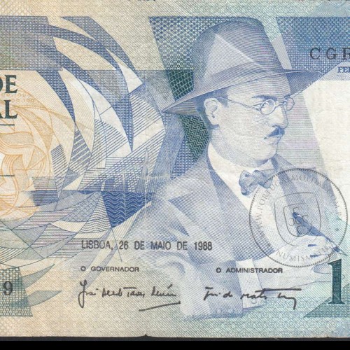 100 Escudos Fernando Pessoa 26.05.1988, One Hundred Escudos 26 May 1988 Plate 9 - Bank of Portugal, (C), Pick 179e