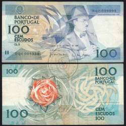 100 Escudos 1988 Fernando Pessoa 24/11/1988, 100$00 Cem Escudos 24/11/1988 Chapa:9 Banco de Portugal, (C), Pick 179f