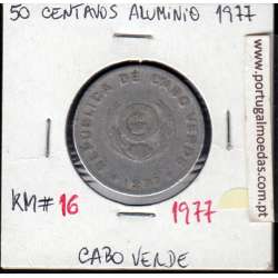MOEDA DE 50 CENTAVOS 1977 ALUMÍNIO - REPÚBLICA DE CABO VERDE - KRAUSE WORLD COINS CAPE VERDE KM16