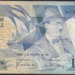 100 Escudos Fernando Pessoa 03.12.1987, One Hundred Escudos 3 december 1987 Plate 9 - Bank of Portugal, (C), Pick 179d
