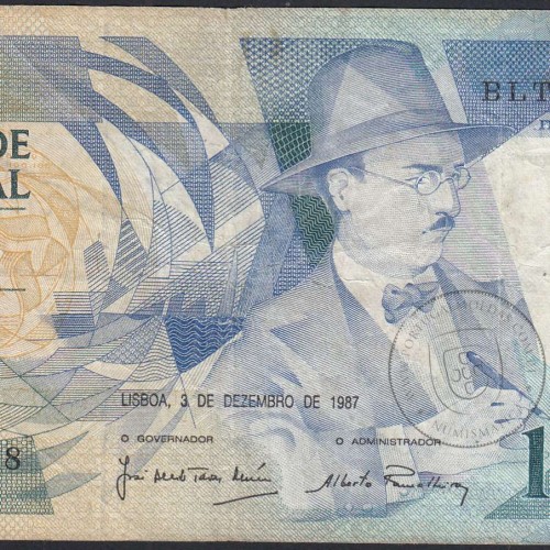100 Escudos 1987 Fernando Pessoa 03/12/1987, 100$00 Cem Escudos 03/12/1987 Chapa:9 Banco de Portugal, (C), Pick 179d