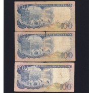Lot 3 signatures 100 Escudos Camilo Castelo Branco 11/30/1965,One Hundred Escudos Plate:7 Banco de Portugal, (MC), Pick 169