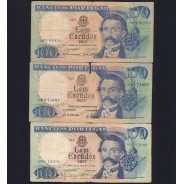 Lot 3 signatures 100 Escudos Camilo Castelo Branco 11/30/1965,One Hundred Escudos Plate:7 Banco de Portugal, (MC), Pick 169