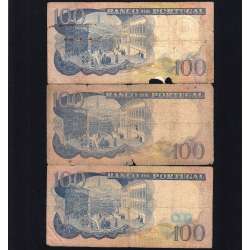 Lote 3 assinaturas 100 Escudos Camilo Castelo Branco 30/11/1965, 100$00 Cem Escudos Chapa:7 Banco de Portugal, (MC), Pick 169