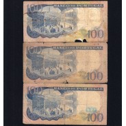 Lote 3 assinaturas 100 Escudos Camilo Castelo Branco 30/11/1965, 100$00 Cem Escudos Chapa:7 Banco de Portugal, (MC), Pick 169