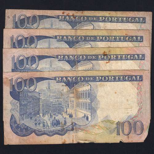 Lote 4 assinaturas 100 Escudos Camilo Castelo Branco 30/11/1965, 100$00 Cem Escudos Chapa:7 Banco de Portugal, (MC), Pick 169