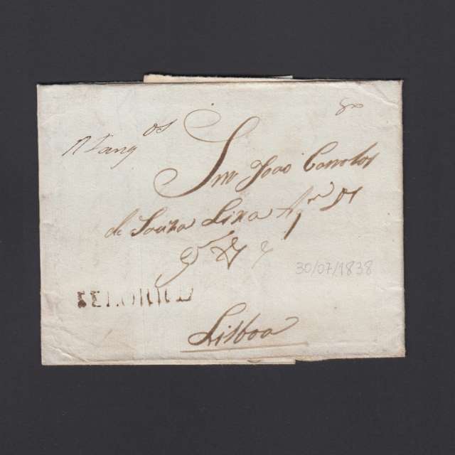 Carta Pré-Filatélica circulada de Celorico "SELORICO" para Lisboa datada de 30-07-1838