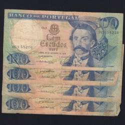 Lote 4 assinaturas 100 Escudos Camilo Castelo Branco 20/09/1978, 100$00 Cem Escudos Chapa:7 Banco de Portugal, (MC), Pick 169