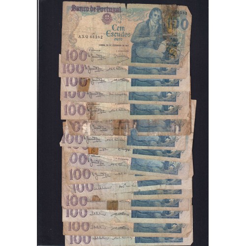Lote c/ 16 notas de 100 Escudos Bocage, 100$00 Cem Escudos Chapa:8 Banco de Portugal, (MC), Pick 178