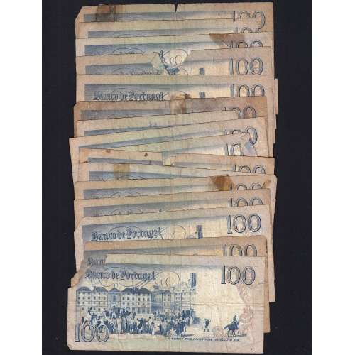 Lote c/ 16 notas de 100 Escudos Bocage, 100$00 Cem Escudos Chapa:8 Banco de Portugal, (MC), Pick 178