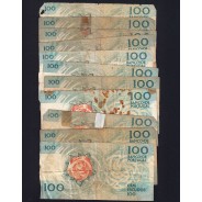Lot w/ 12 banknotes of 100 Escudos Fernando Pessoa, 100$00 One Hundred Escudos Plate: 9 Banco de Portugal, (MC), Pick 179