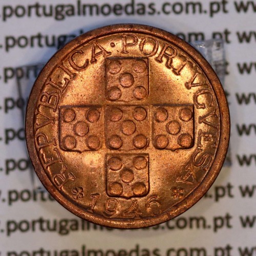 "doubled die" ERRO Matriz dupla em X centavos 1946 Bronze Republica Portuguesa, (Soberba), World Coins Portugal KM 583