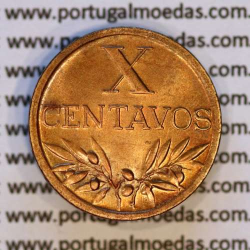 Portugal, bronze coin of 10 centavos 1946 Portuguese Republic, X centavos 1946 Bronze (UNC), World Coins Portugal KM 583