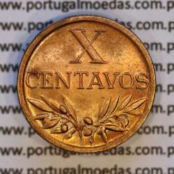 Portugal, bronze coin of 10 centavos 1946 Portuguese Republic, X centavos 1946 Bronze (UNC), World Coins Portugal KM 583