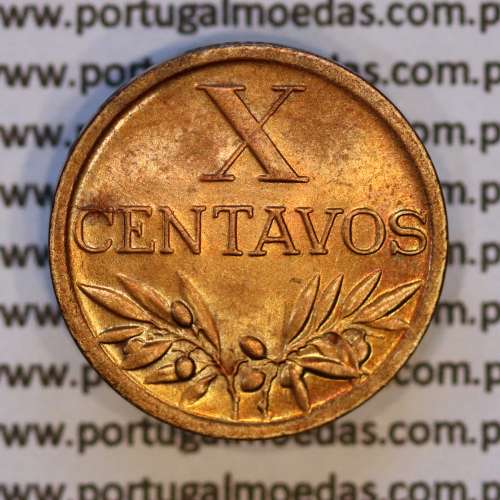 Portugal, bronze coin of 10 centavos 1946 Portuguese Republic, X centavos 1946 Bronze (UNC), World Coins Portugal KM 583
