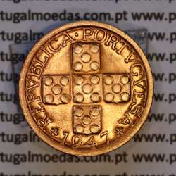 Portugal, bronze coin of 10 centavos 1947 Portuguese Republic, X centavos 1947 Bronze, (UNC), World Coins Portugal KM 583