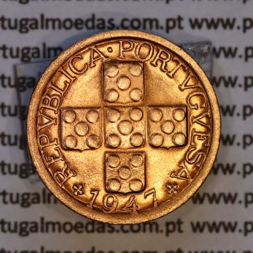 Portugal, bronze coin of 10 centavos 1947 Portuguese Republic, X centavos 1947 Bronze, (UNC), World Coins Portugal KM 583