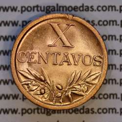Portugal, bronze coin of 10 centavos 1947 Portuguese Republic, X centavos 1947 Bronze, (UNC), World Coins Portugal KM 583