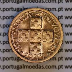 Portugal, bronze coin of 10 centavos 1947 Portuguese Republic, X centavos 1947 Bronze, (UNC), World Coins Portugal KM 583