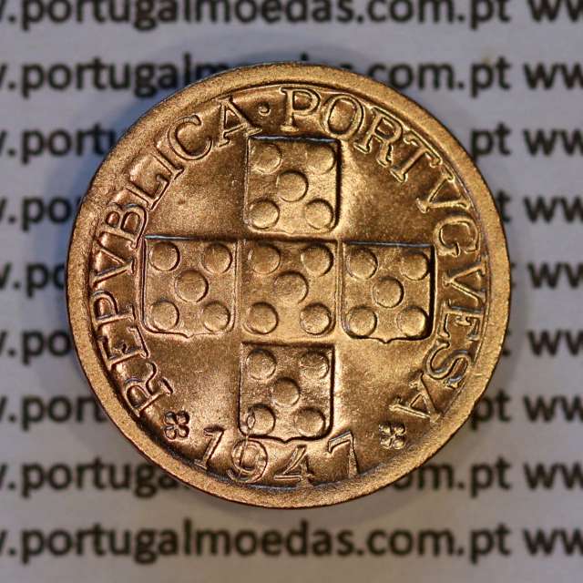 Portugal, bronze coin of 10 centavos 1947 Portuguese Republic, X centavos 1947 Bronze, (UNC), World Coins Portugal KM 583
