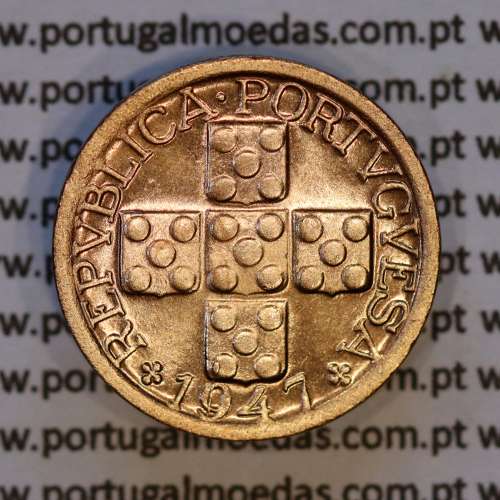 Portugal, bronze coin of 10 centavos 1947 Portuguese Republic, X centavos 1947 Bronze, (UNC), World Coins Portugal KM 583