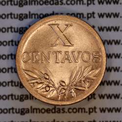 Portugal, bronze coin of 10 centavos 1947 Portuguese Republic, X centavos 1947 Bronze, (EF/XF), World Coins Portugal KM 583