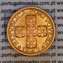 Portugal, bronze coin of 10 centavos 1947 Portuguese Republic, X centavos 1947 Bronze, (EF/XF), World Coins Portugal KM 583