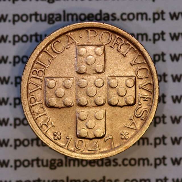 Portugal, bronze coin of 10 centavos 1947 Portuguese Republic, X centavos 1947 Bronze, (EF/XF), World Coins Portugal KM 583