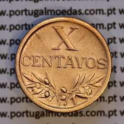 Portugal, bronze coin of 10 centavos 1947 Portuguese Republic, X centavos 1947 Bronze, (EF/XF), World Coins Portugal KM 583
