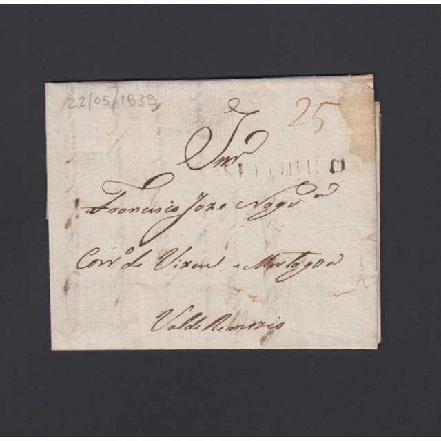 Carta Pré-Filatélica circulada de Celorico "SELORICO" para Vale de Remígio datada de 22-05-1839