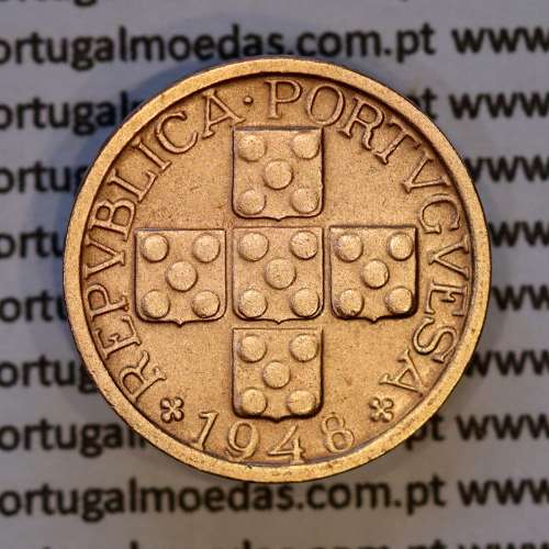 Portugal, bronze coin of 10 centavos 1948 Portuguese Republic, X centavos 1948 Bronze, (XF), World Coins Portugal KM 583