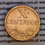Portugal, bronze coin of 10 centavos 1948 Portuguese Republic, X centavos 1948 Bronze, (XF), World Coins Portugal KM 583
