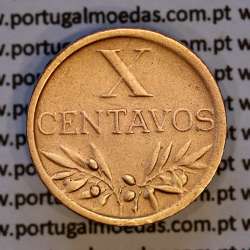Portugal, bronze coin of 10 centavos 1948 Portuguese Republic, X centavos 1948 Bronze, (VF+/XF), World Coins Portugal KM 583