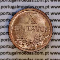Portugal, bronze coin of 10 centavos 1950 Portuguese Republic, X centavos 1950 Bronze, (UNC), World Coins Portugal KM 583