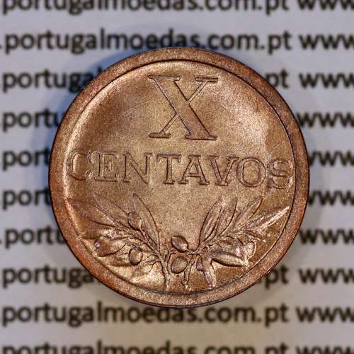 Portugal, bronze coin of 10 centavos 1950 Portuguese Republic, X centavos 1950 Bronze, (UNC), World Coins Portugal KM 583