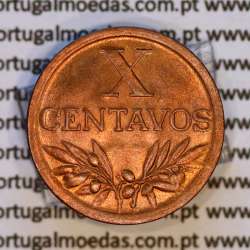 Portugal, bronze coin of 10 centavos 1950 Portuguese Republic, X centavos 1950 Bronze, (UNC), World Coins Portugal KM 583