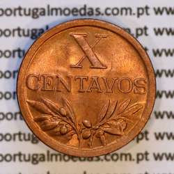 Portugal, bronze coin of 10 centavos 1950 Portuguese Republic, X centavos 1950 Bronze, (UNC), World Coins Portugal KM 583