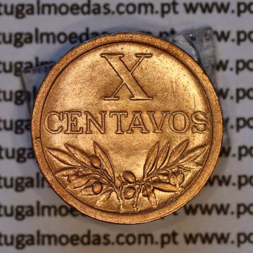 Portugal, bronze coin of 10 centavos 1950 Portuguese Republic, X centavos 1950 Bronze, (AU/UNC), World Coins Portugal KM 583